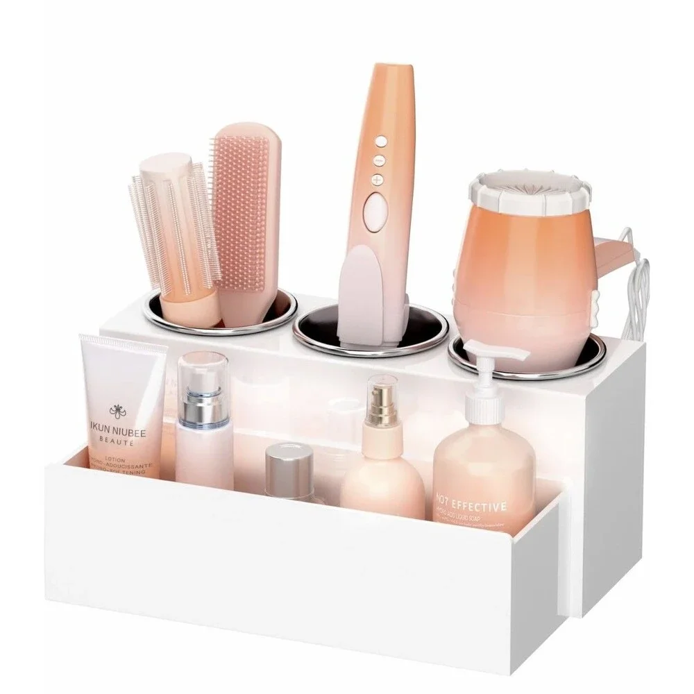 Hair Tool Organizer Acrylic Hair Dryer Holder Bathroom Countertop Stand.
